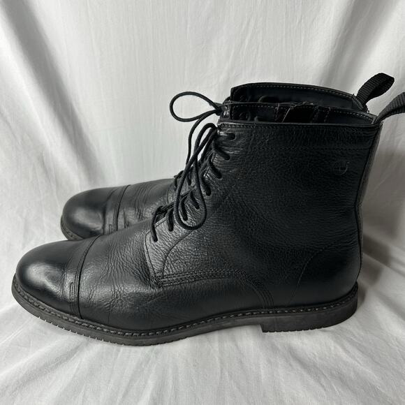Men's Timberland Cobelton 5547A Boots Black Textured Leather Size 11.5 - Picture 3 of 7